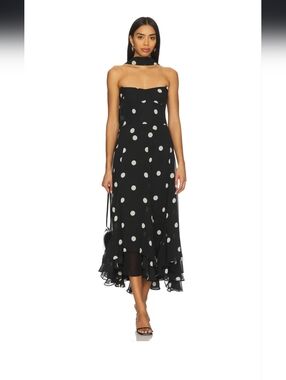 Monterey Dress With Scarf in Black & Ivory